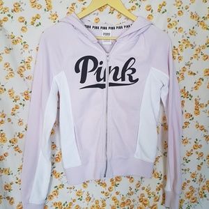 PINK Victoria's Secret Hoodie Zip up Pink white